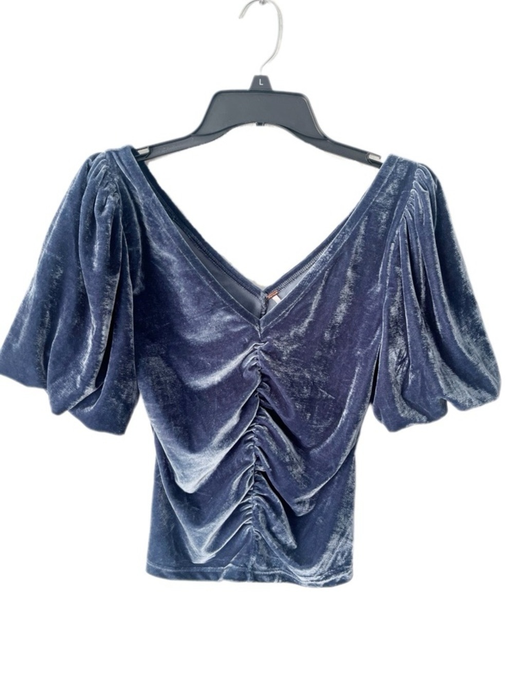 Free People Top Women's Small Cupcake Velvet Blouse Puff Sleeves